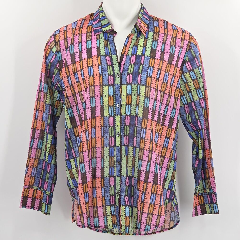 Nic Zoe Geo Dot Shirt Womens Size Large Button Up Down Top Blouse Geometric Boho - Picture 2 of 8